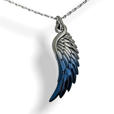 AQUA SILVER Feather Pendant