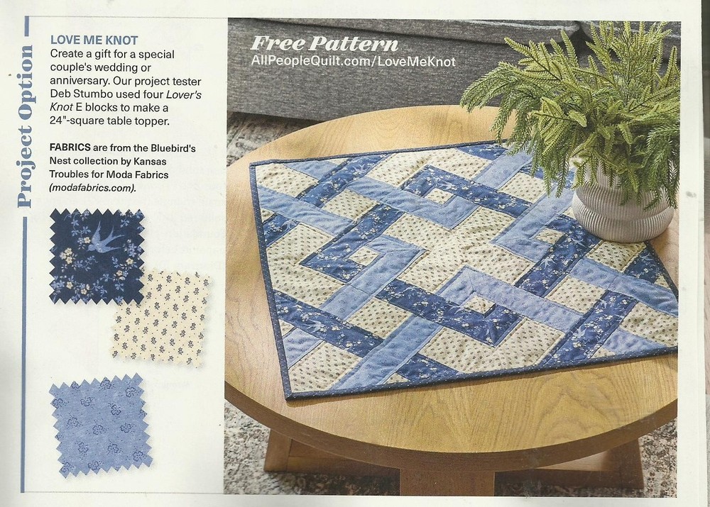 L0551 LOVER'S KNOT WALLHANGING QUILT PATTERN/INSTRUCTIONS