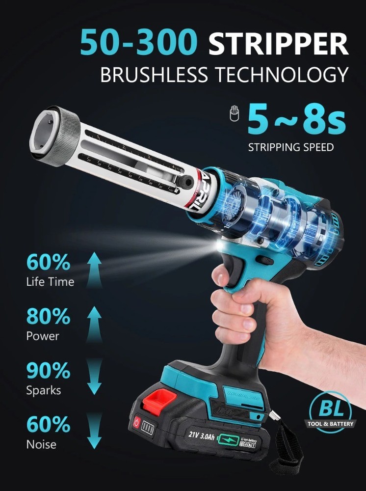 Battery Electric Cable Stripping Tool EXB50-300 Wire Quick Cutting Stripper