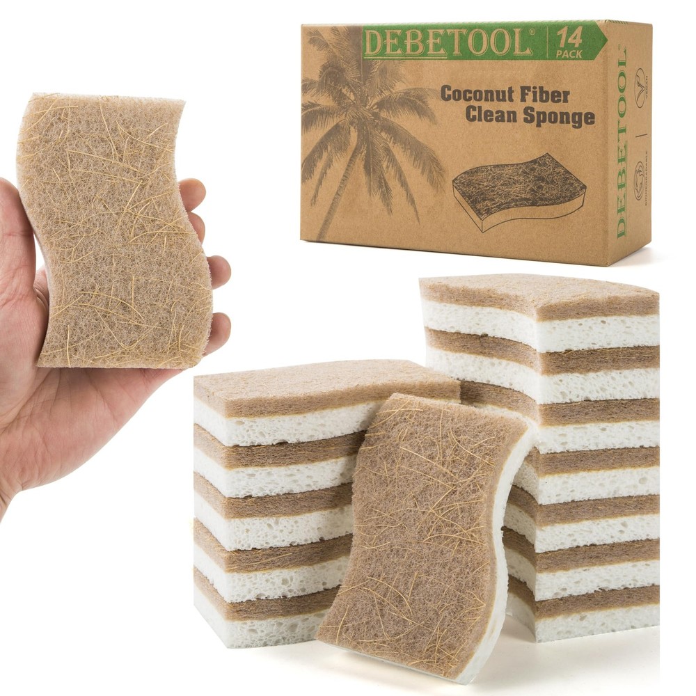 14Pack Natural Kitchen Sponge, EcoFriendly Dish Sponge for Kitchen  Biodegrad...