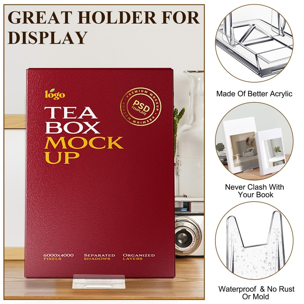 12 Pack Clear Acrylic Adjustable Desktop Book Stand & Display Easel for Table...