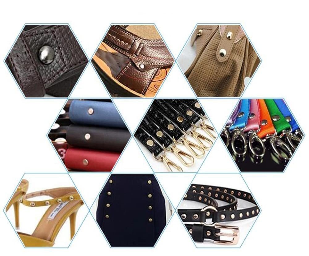 100 Sets 9MM Silver Stainless Steel Leather Rivets Double Cap Rivets Studs Fa...