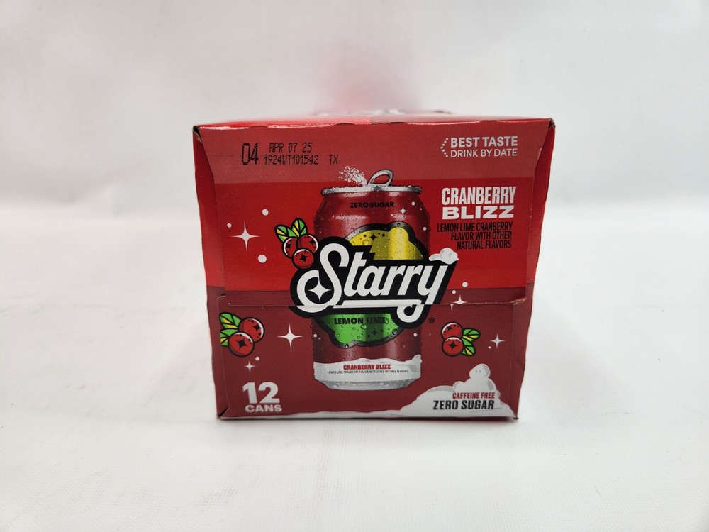 12 Pack Starry Cranberry Blizz Lemon Lime Zero Sugar Soda
