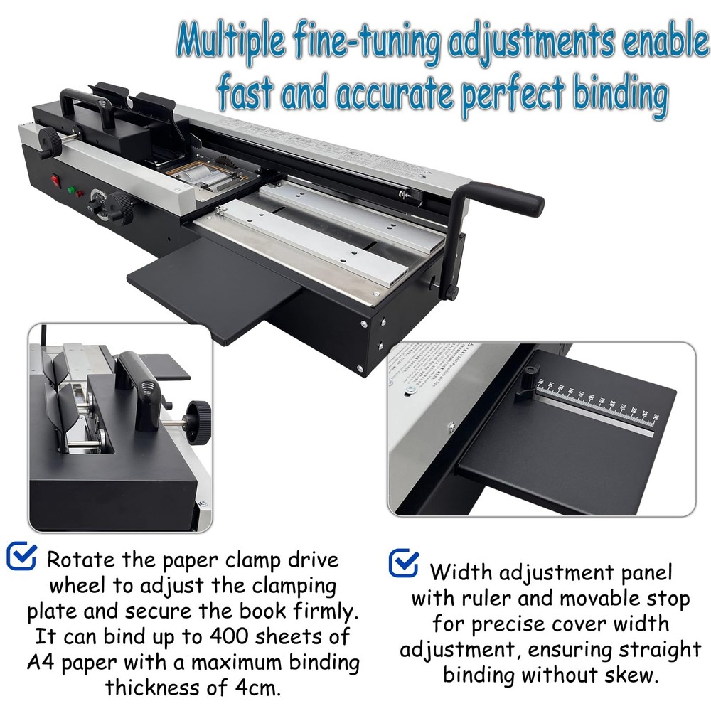 A4 Hot Melt Glue Binding Machine Manual Desktop Book Binder Double Rollers 110V
