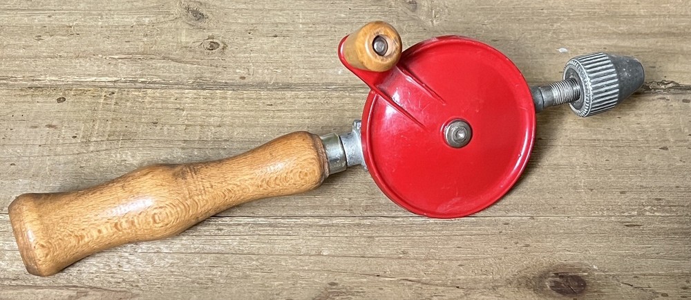 Vintage Egg Beater Style Hand Crank Drill Woodworking Tool