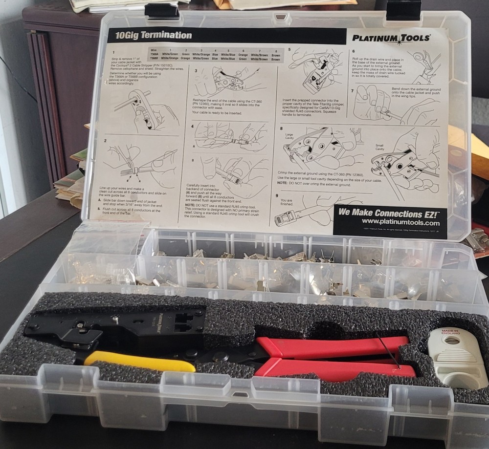 Platinum Tools 10Gig Termination Kit - Crimper, Stripper, RJ45 Connectors