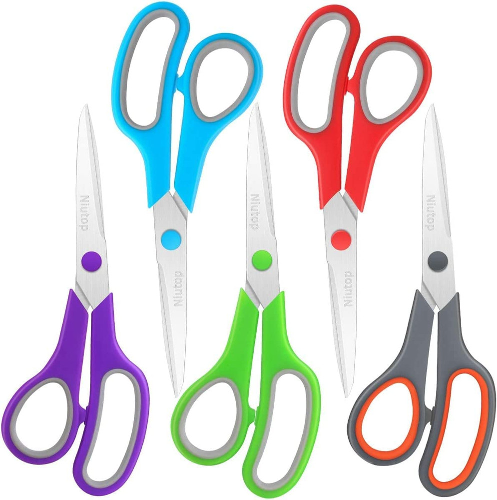 Scissors Bulk Set of 5-Pack,  8" Multipurpose Sharp Sewing Craft Fabric Scissors