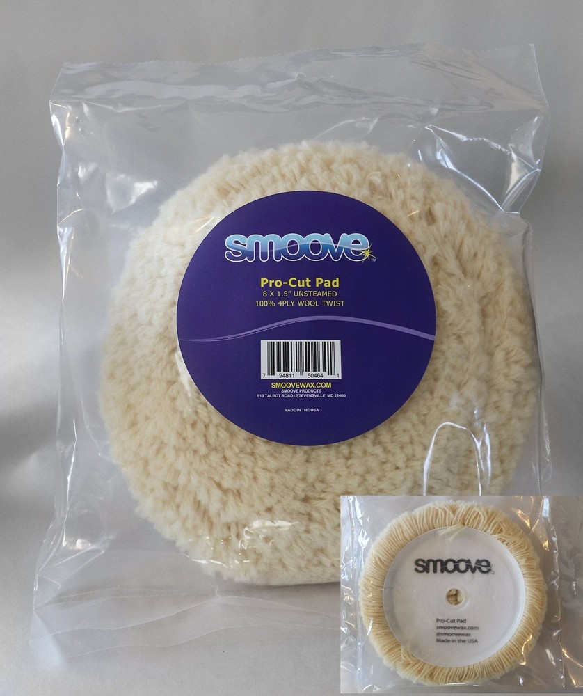 Smoove Pro-Cut Wool Buffing Pad 8 Inch, Compound Cutting & Polishing Buffer...