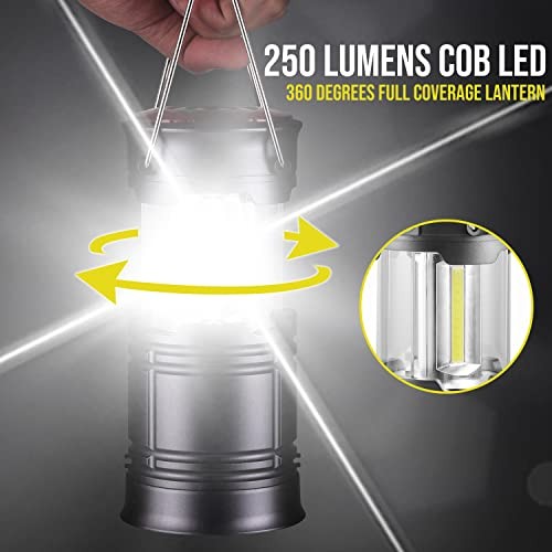 4 Pack LED Camping Lanterns, Battery Powered Lantern Flashlight COB Camp