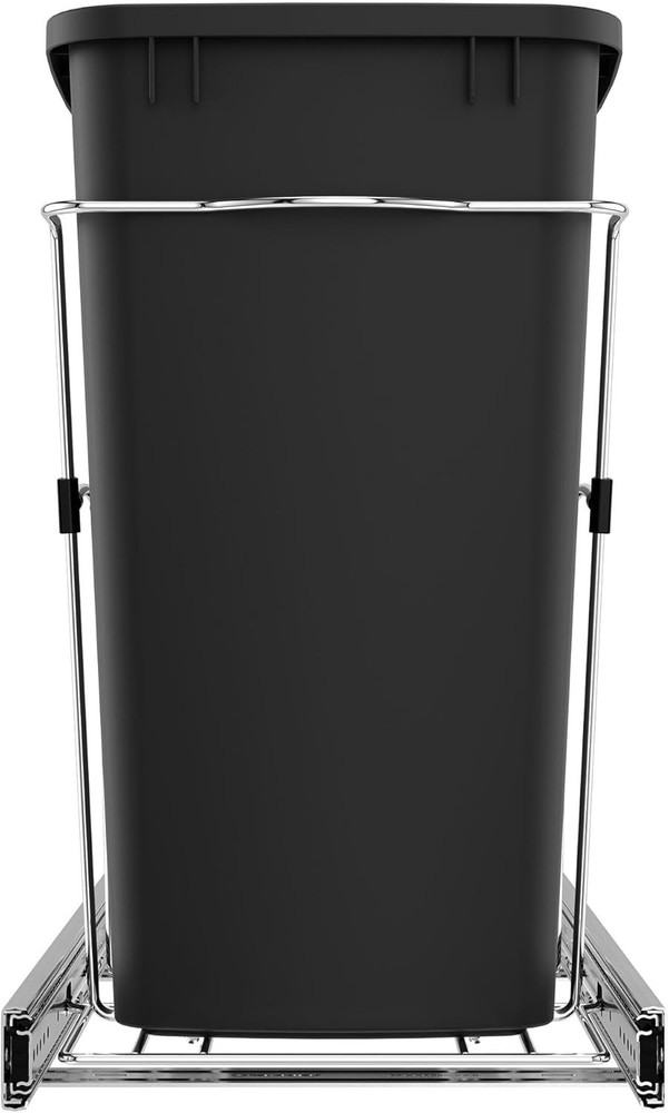 Rev-a-Shelf RV-12KD-18C S Single Pull-out 35-Qt Waste Container Black