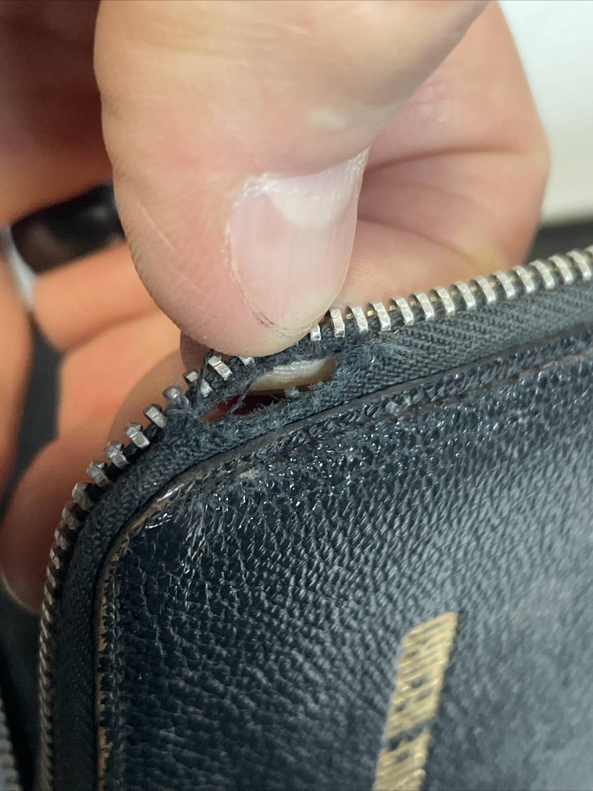 WW2 War Service Record Leather Wallet Diary Document Holder Black Zipper Vtg