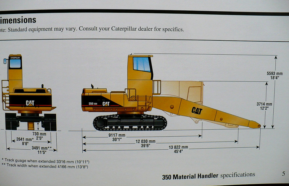 1998 CATERPILLAR MODEL 350MH BROCHURE (MATERIAL HANDLER)