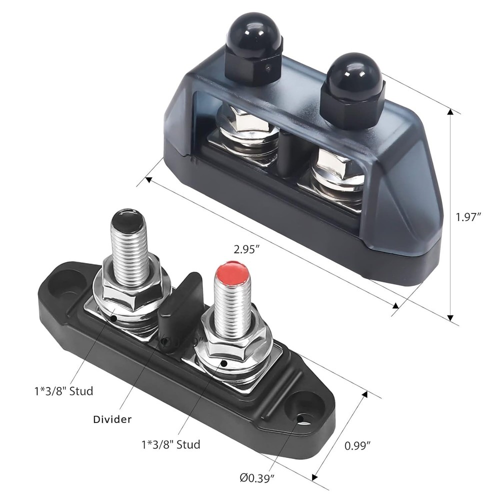 Positive Negative Power Distribution Block 5/16" Studs
