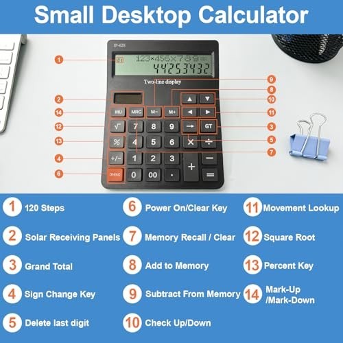 Large Display Desktop Calculator, 4 Function Basic Calculator with Big Buttons f