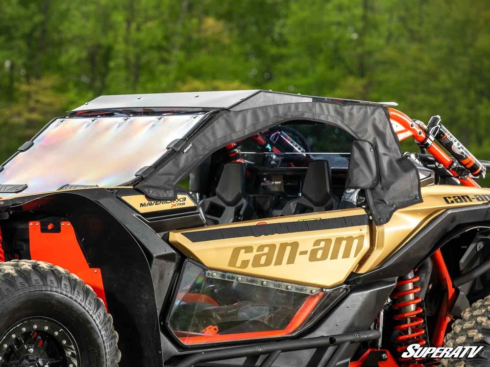SuperATV Maverick X3 Soft Cab Enclosures Upper Doors - Rear Windshield - Light