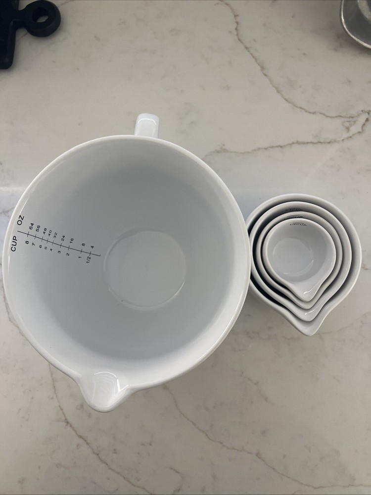 MASON Grannycore White Stoneware Batter Bowl & Measuring Cups