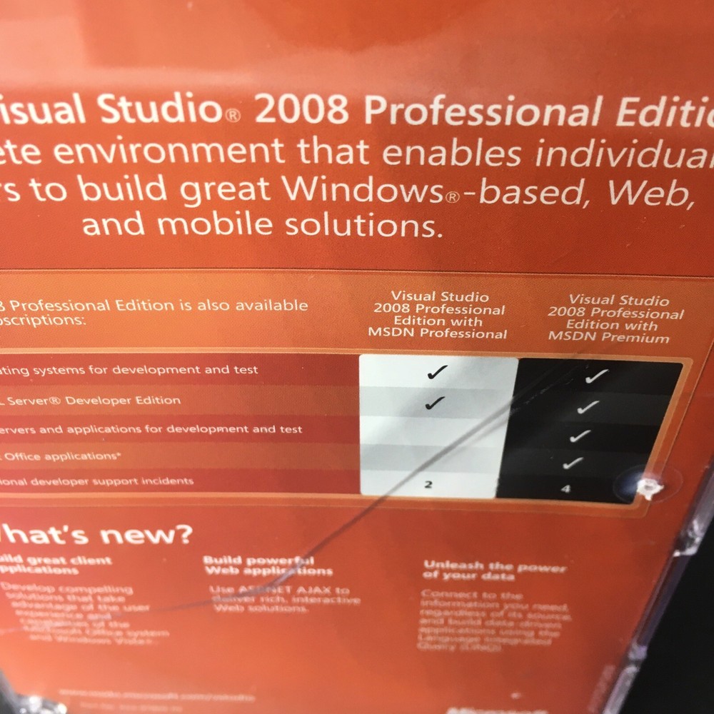 Microsoft Visual Studio 2008 Professional, SKU C5E-00245, Sealed Retail Box