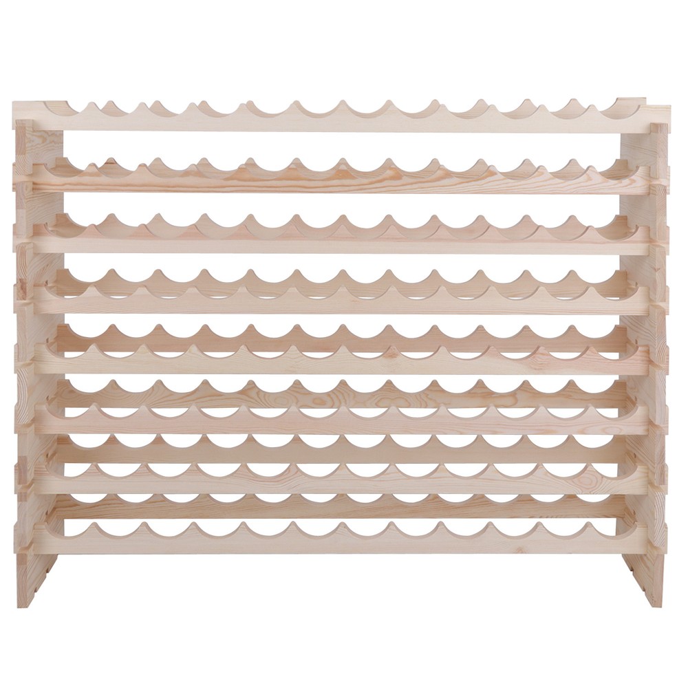 Holder Wine Rack Stackable Storage 8 Tier Solid Wood Display Shelves 96 Bottles