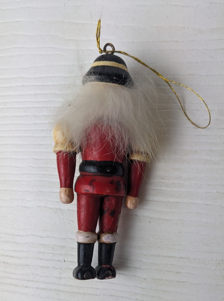 vintage wooden red nutcracker ornament as is