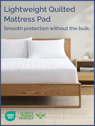 Quilted Fitted Mattress Pad Protector Size - Elastic Fitted Queen White
