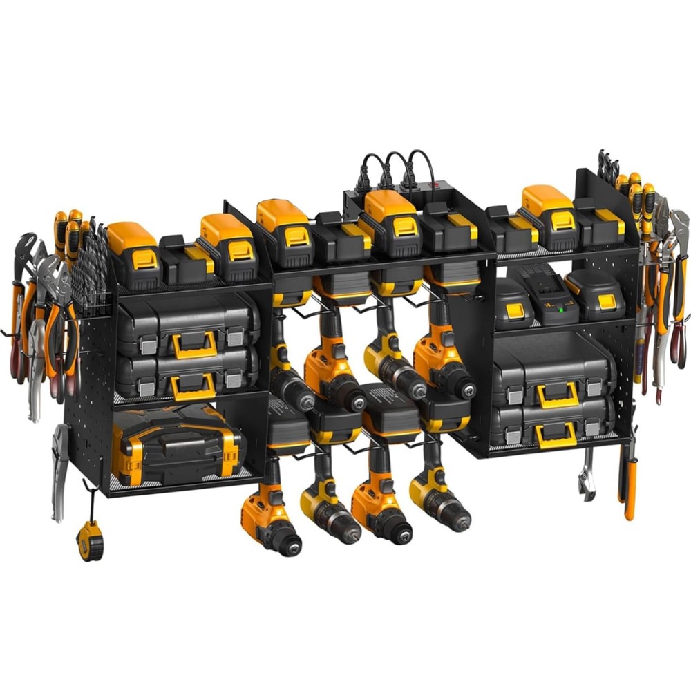 Gachiwar Power Tool Organizer Wall Mount, 3 Layer Tool Storage Rack, Drill Bi...