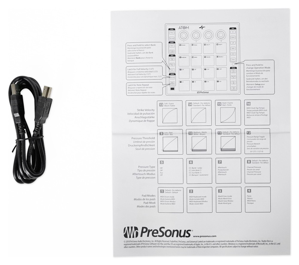 PRESONUS ATOM 16 Pad USB MIDI RGB DJ Controller+Studio One Software+Headphones