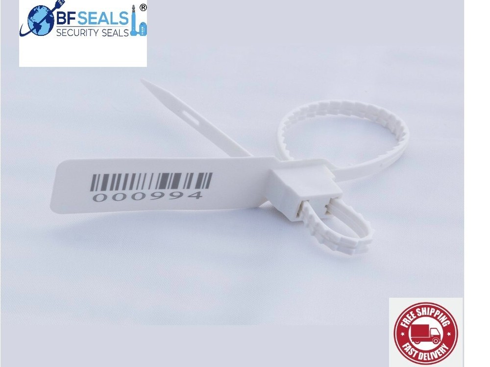 Plastic Seal DE, 500 pcs, 16" numbered, Barcode, BLUE color, BF-12DE12