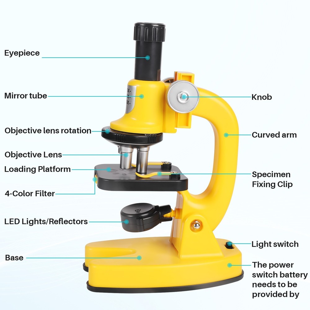 Starter 200-1200x Microscope Science Kit Gift for Kids Yellow