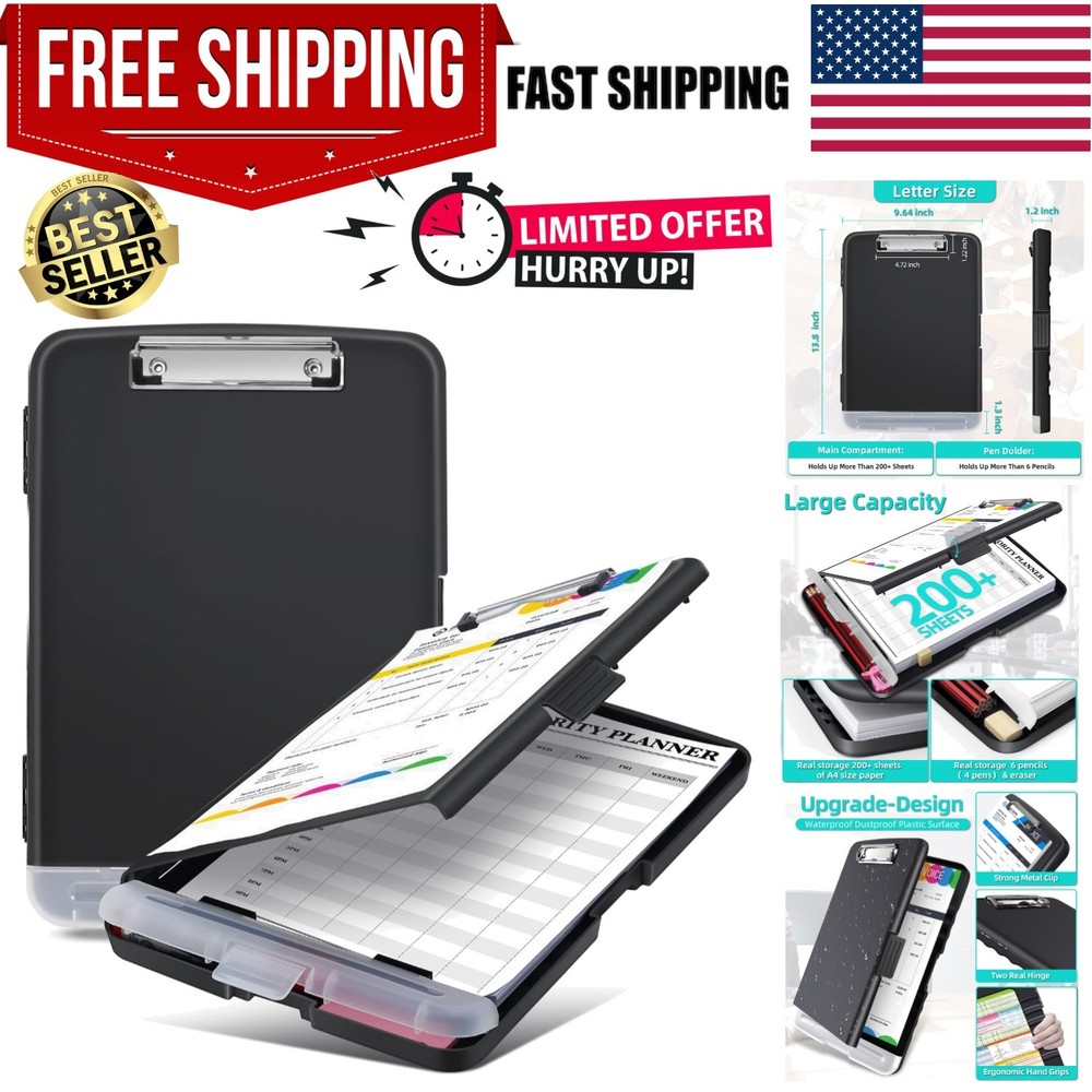 Classic Plastic Clipboard with Storage – Holds Up to 250 Sheets, Versatile Use