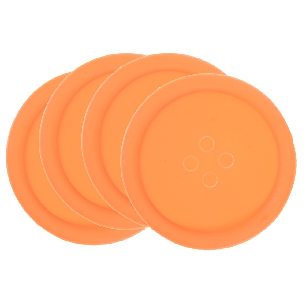 4 Pcs/Pack Silicone Round Coasters Pad Cup Pads Button Shape Mat