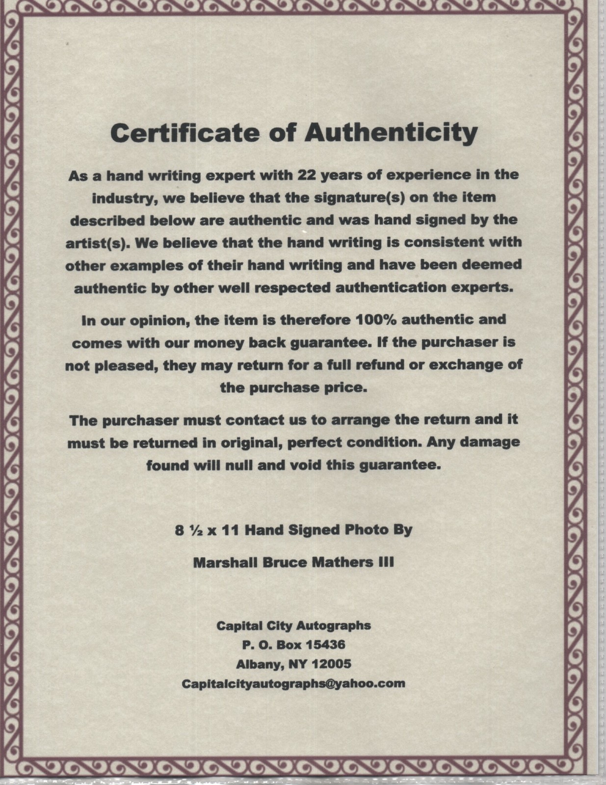 EMINEM - LEGENDARY RAPPER - HAND SIGNED AUTOGRAPHED PHOTO WITH COA