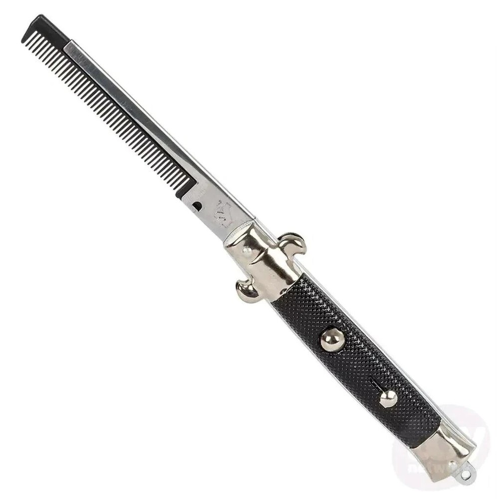 SWITCHBLADE COMB (Knife Looking) Push Button Automatic Pocket Hair Brush 9"