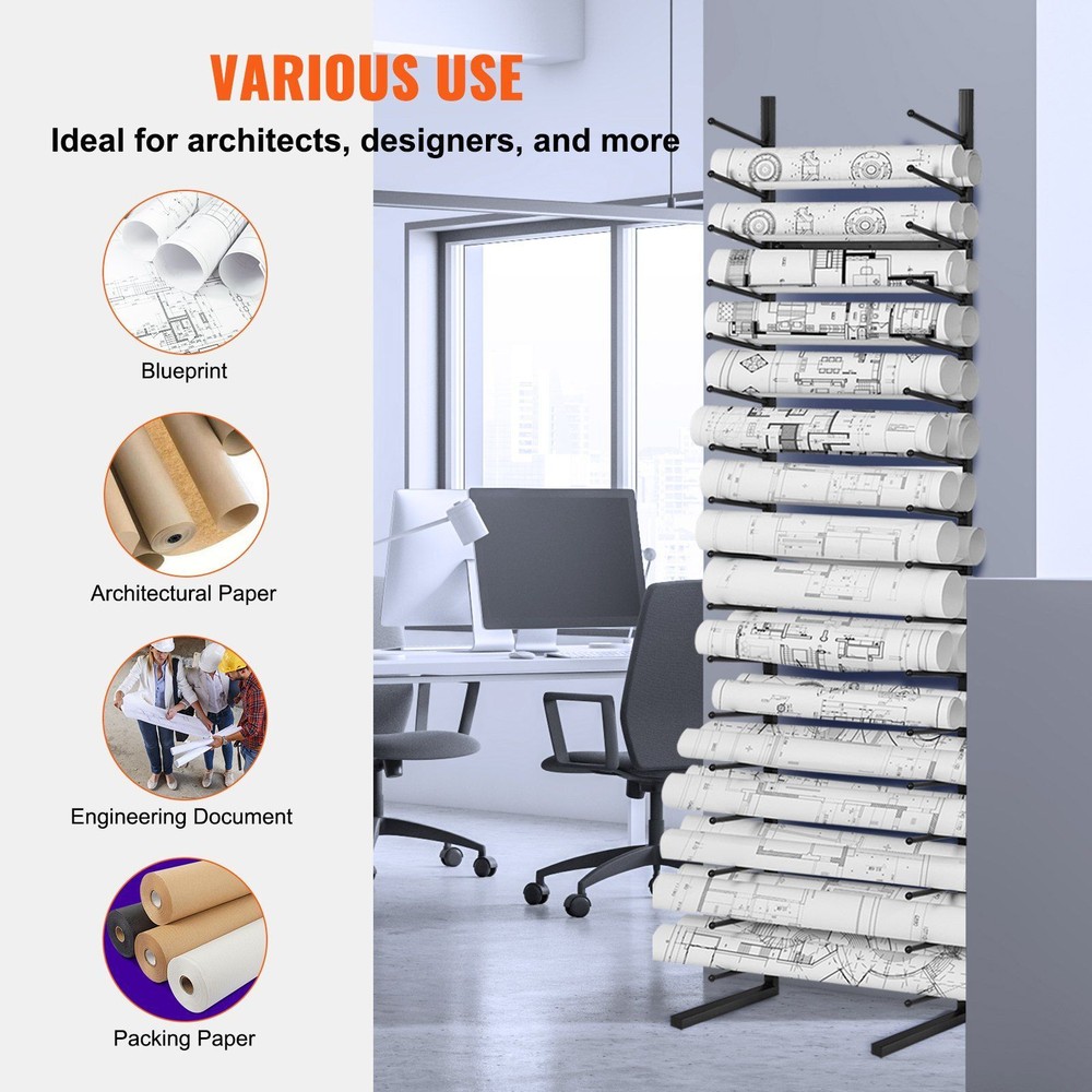 16Tier Blueprint Storage Rack Vertical Hanging Poster Display Rack Easy Assembly