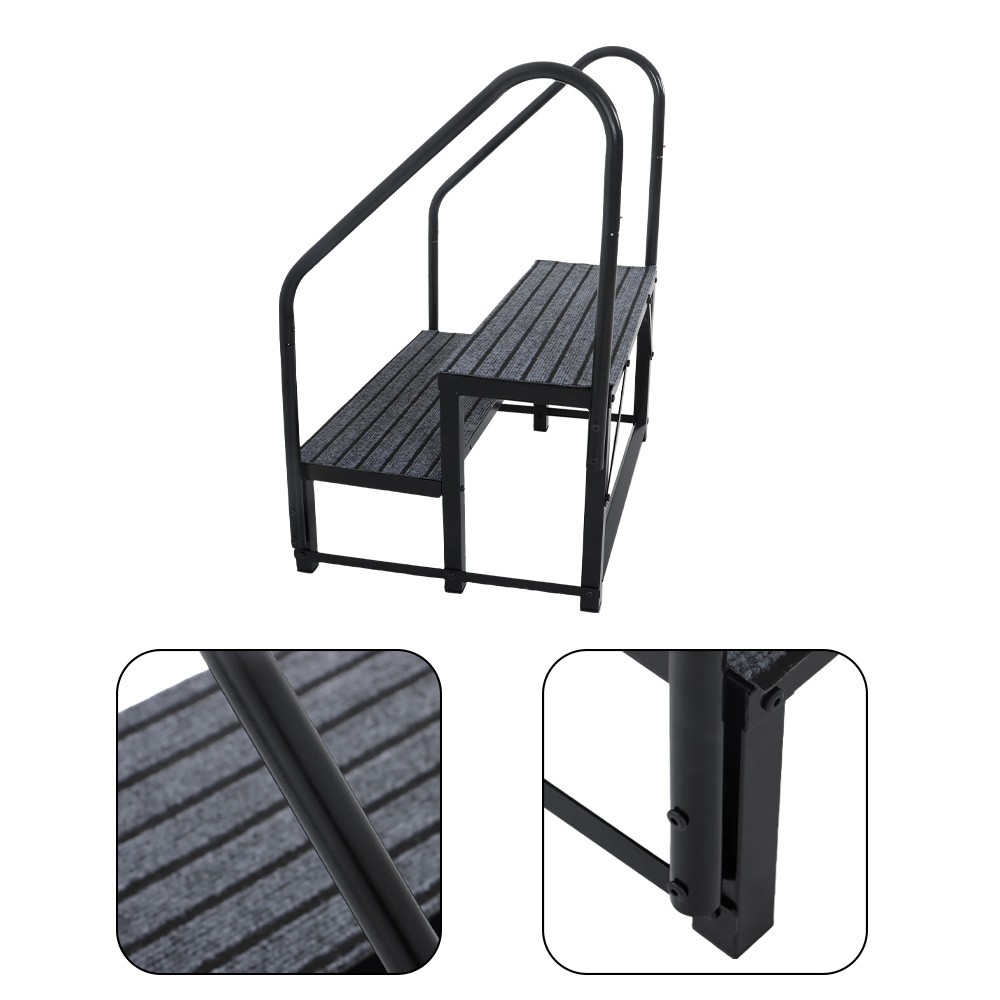 For 2 Step RV Steps with 2 Handrails w/Step Mat 660 lbs Load Capacity