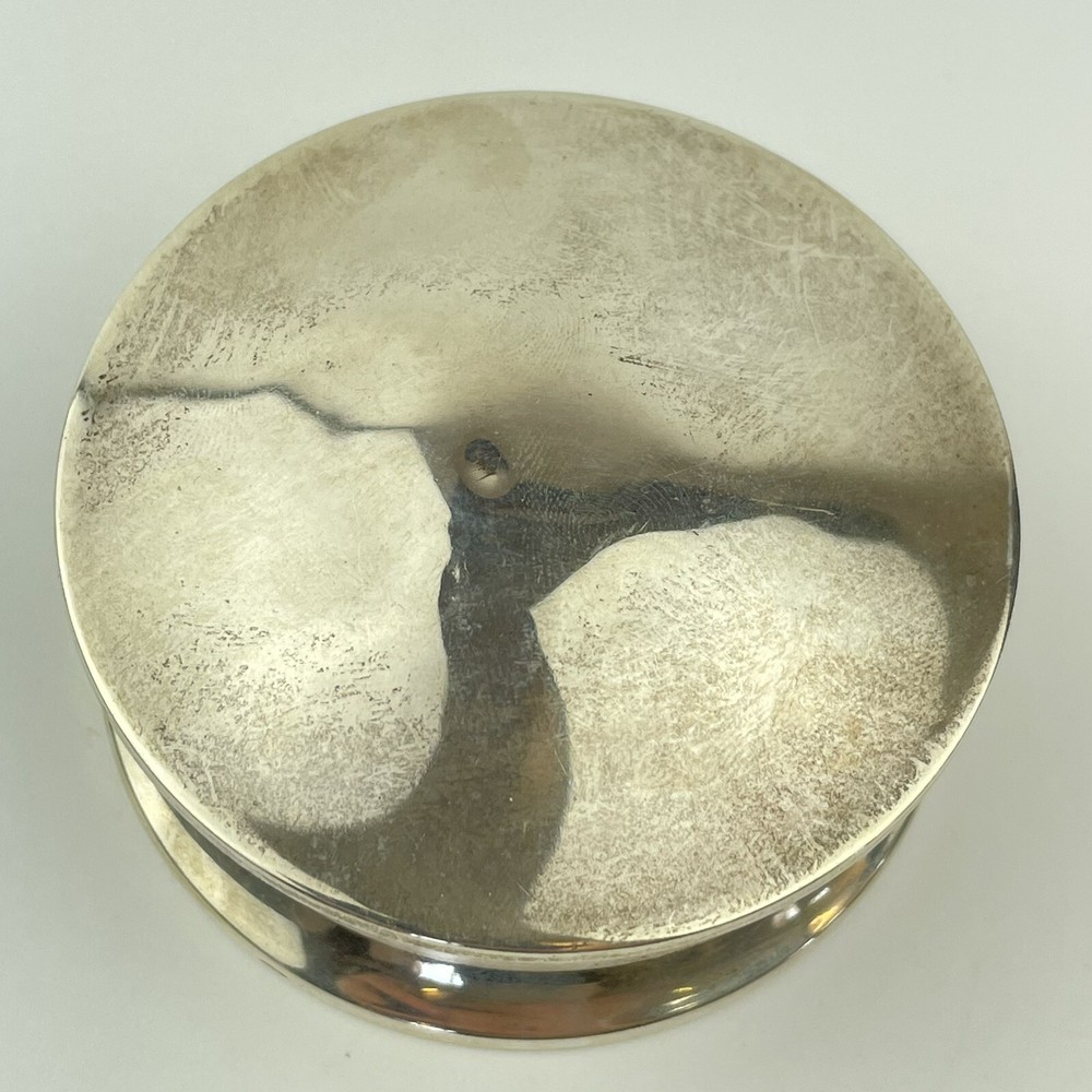 Antique Solid Silver Round Trinket Box Herbert Scott Murdoch 1918 6.8cm