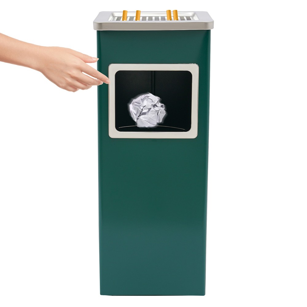 Trash Bin Outdoor Waste Container Square Trash Can w/ Removable Inner Can