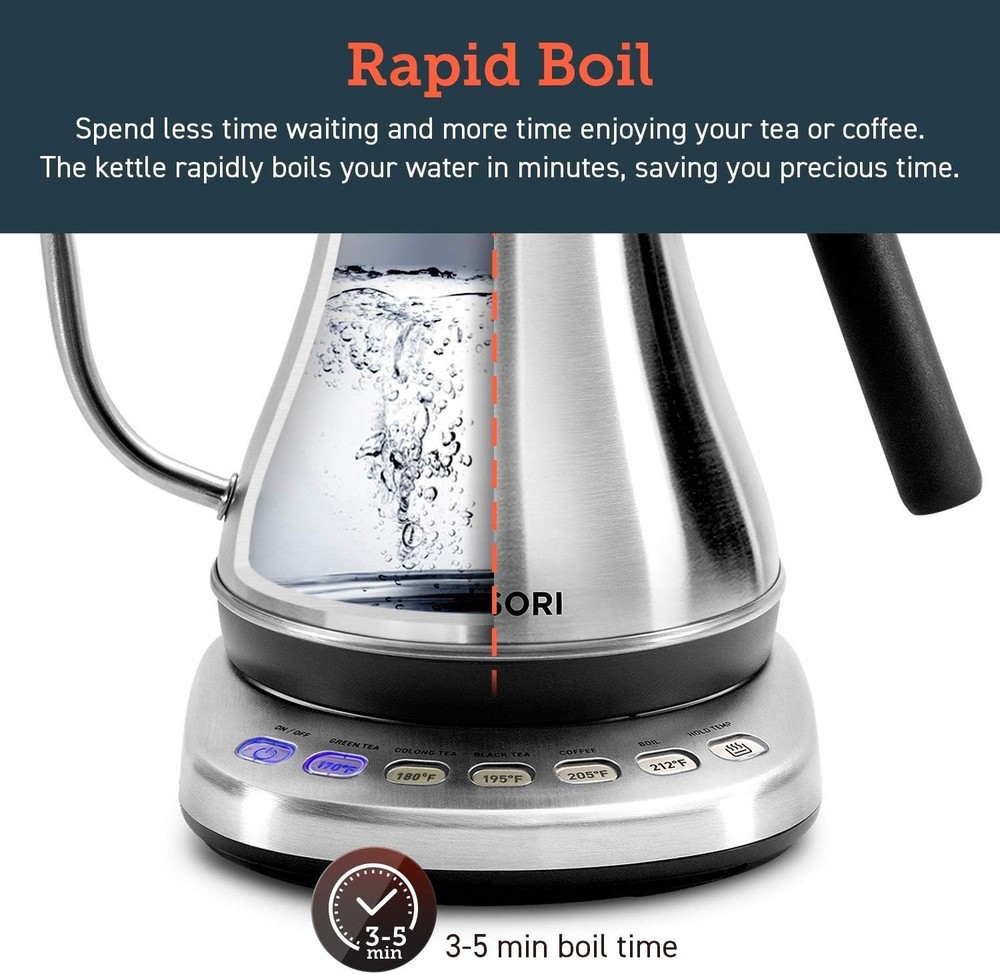 COSORI (CO108-NK) Gooseneck Electric Kettle (Silver) NEW