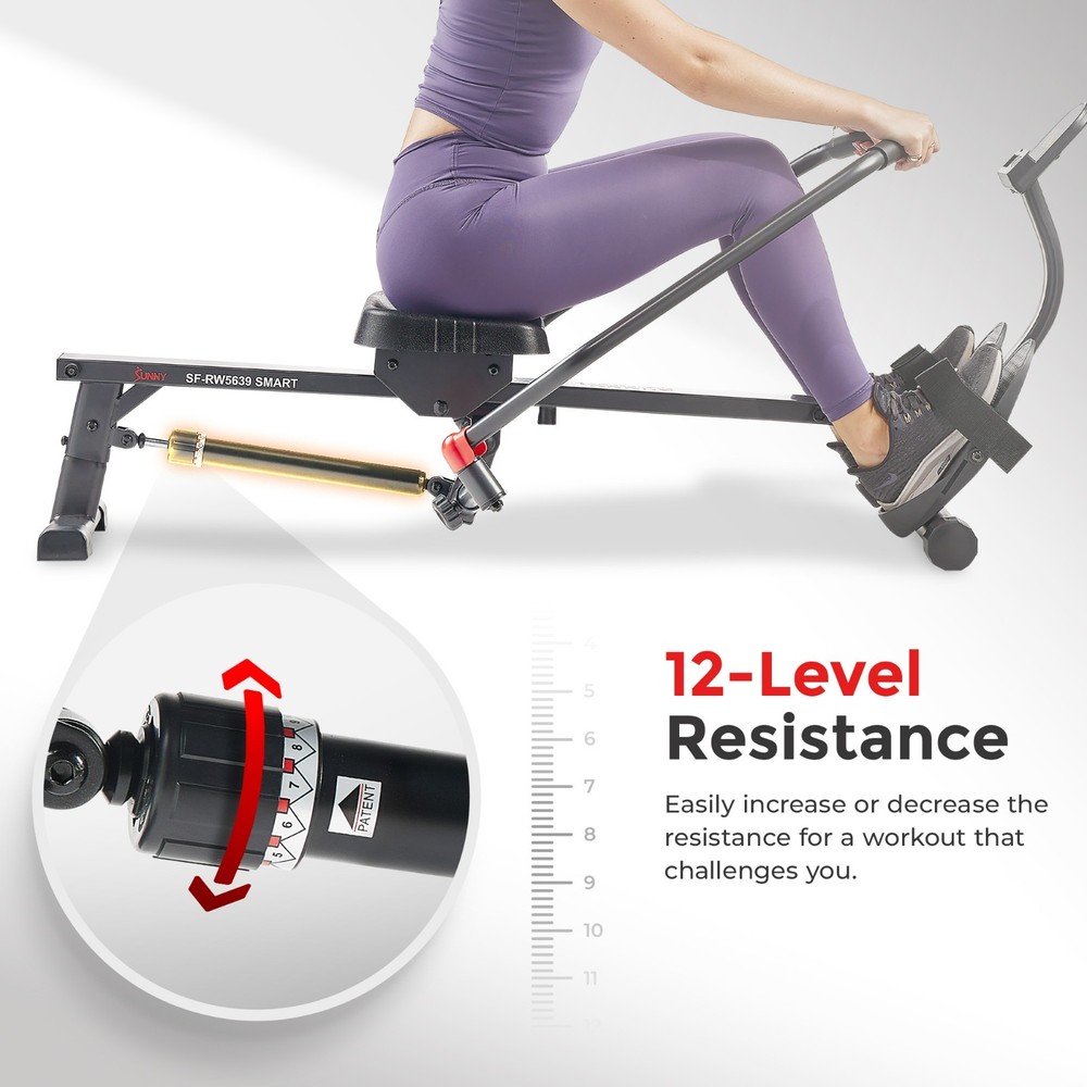 Full Motion Rowing Machine Compact Smart Adjustable Workout Resistance Bluetooth