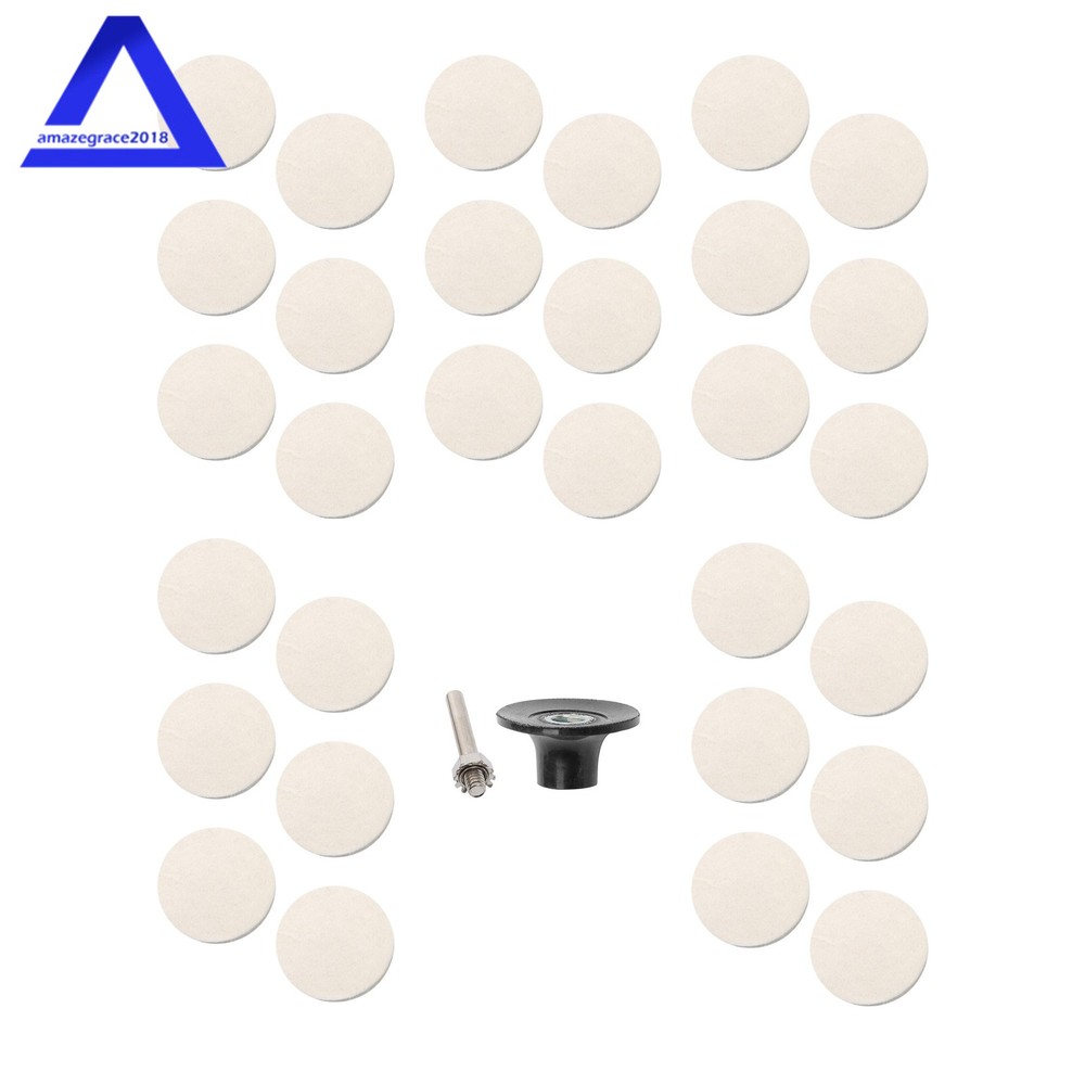 30Pack 2" Compressed Wool Fabric Sanding Discs Buffer Pad Holder w/ 1/4" Shank