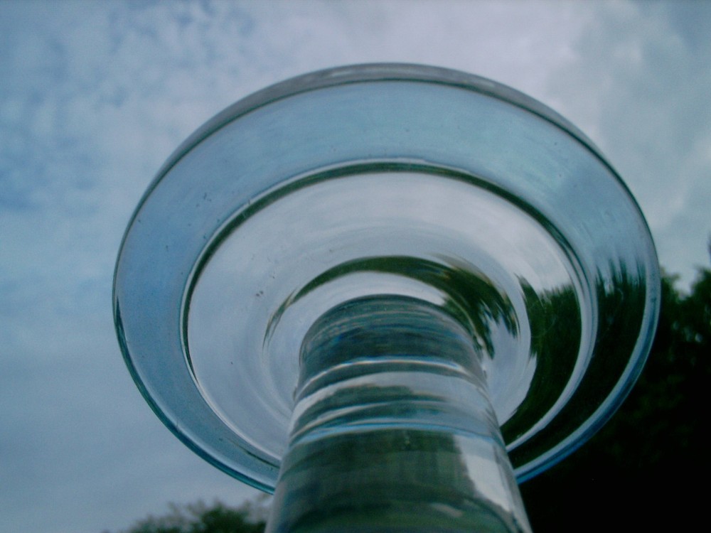 DANSK 7" STEMMED LIGHT BLUE BASE TRIM GLASS REPLACEMENT