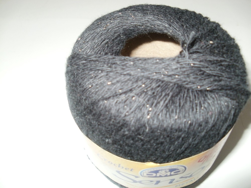 3 Pack DMC Senso Metallic Crochet Thread-Black 100 Yards