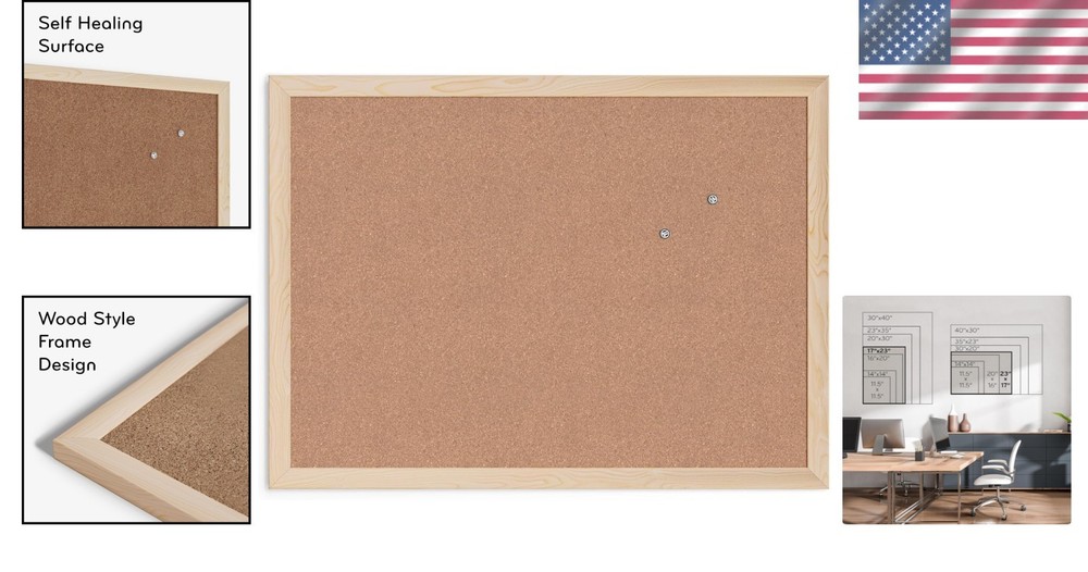 Versatile 18" x 24" Cork Bulletin Board with Light Birch Frame - Easy Mounting