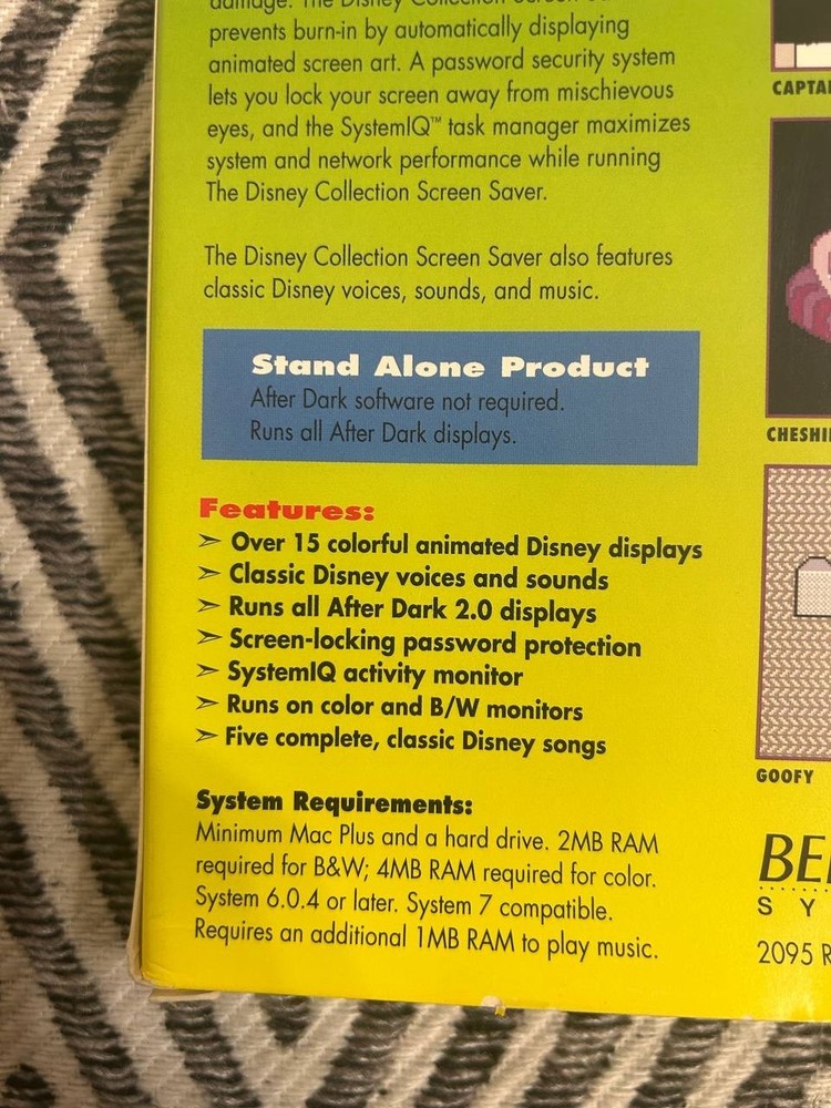 Disney Collection Screen Saver Macintosh 4-Disk Set w/ Box Berkeley Systems