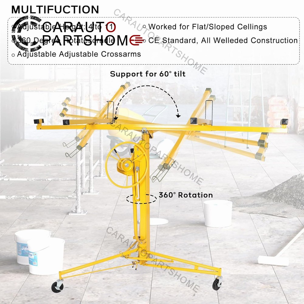 11FT Drywall Lifter Panel Hoist Jack Rolling Caster Construction 150lbs Yellow