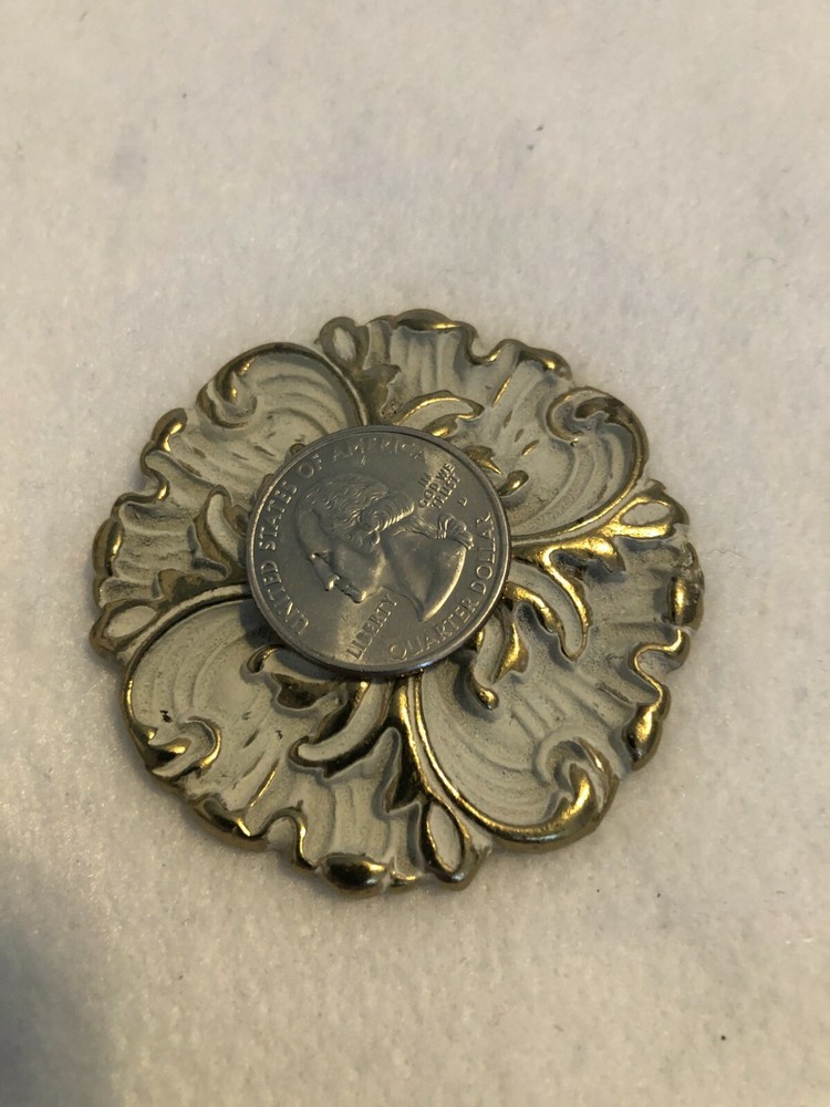 Vintage NOS Kingsley Solid Brass Cabinet Medallion Hardware -- N614