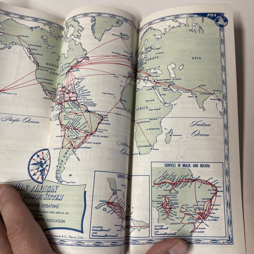 Pan American December 1952 AIRLINE TIMETABLE SCHEDULE Brochure flight Map
