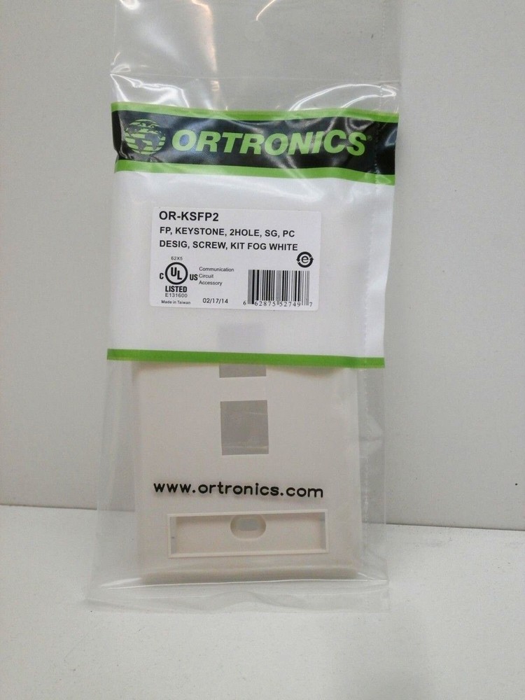 OR-KSFP2 - Ortronics Single Gang Plastic faceplate, Holds Two Keystone Jacks