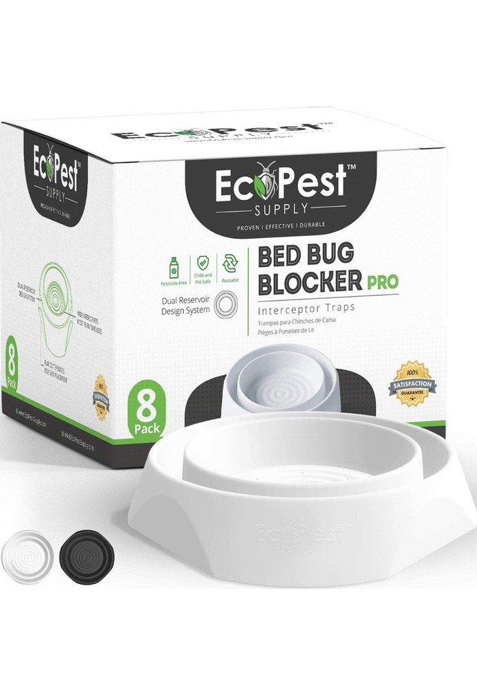 Bed Bug Interceptors – 8 Pack | Bed Bug Blocker (Pro) Interceptor Traps (White)