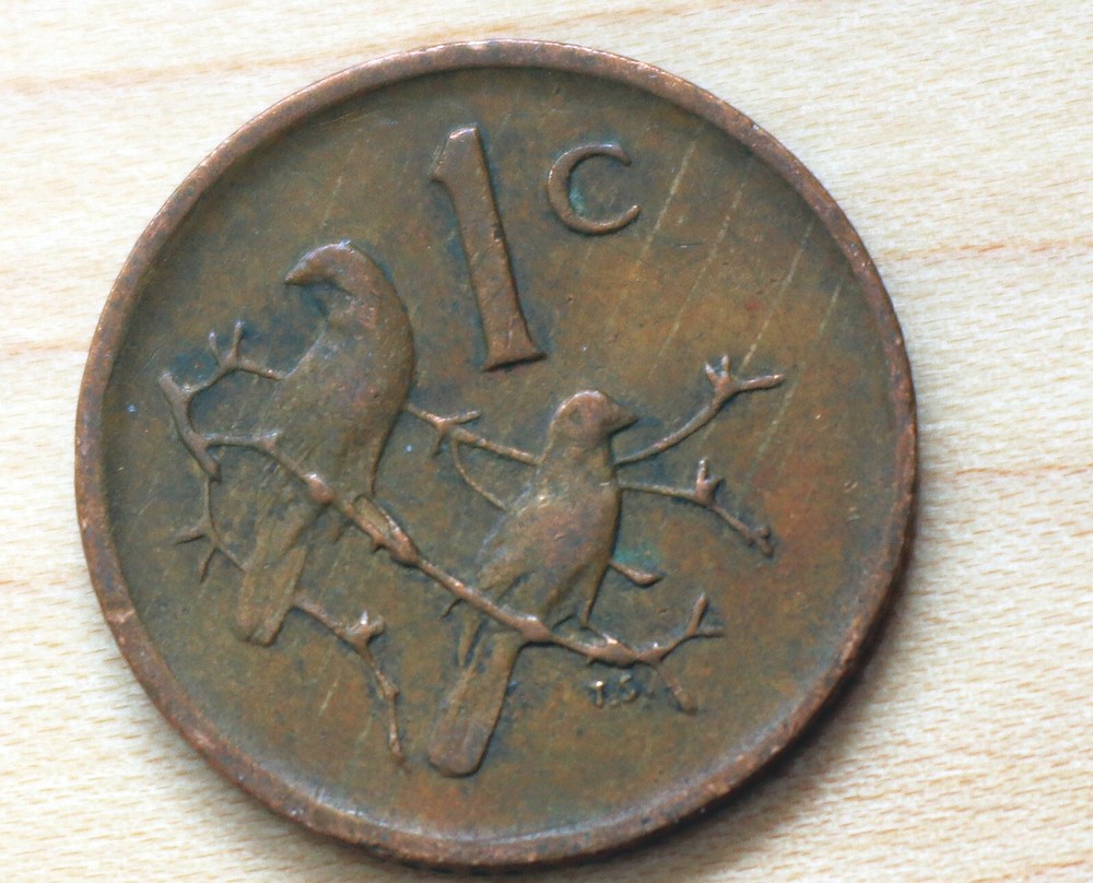 1984 South Africa 1 Cent Cape Sparrows