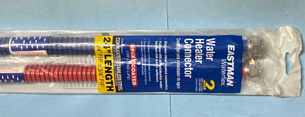 Water Heater Connector Set 3/4FIP x 3/4FIP x 24", Two Coated Stainless Steel